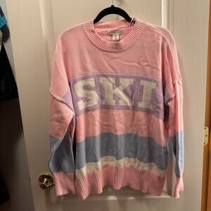 Sincerely Jules Pastel Ski Graphic Knit Woman’s Sweater Size Large
